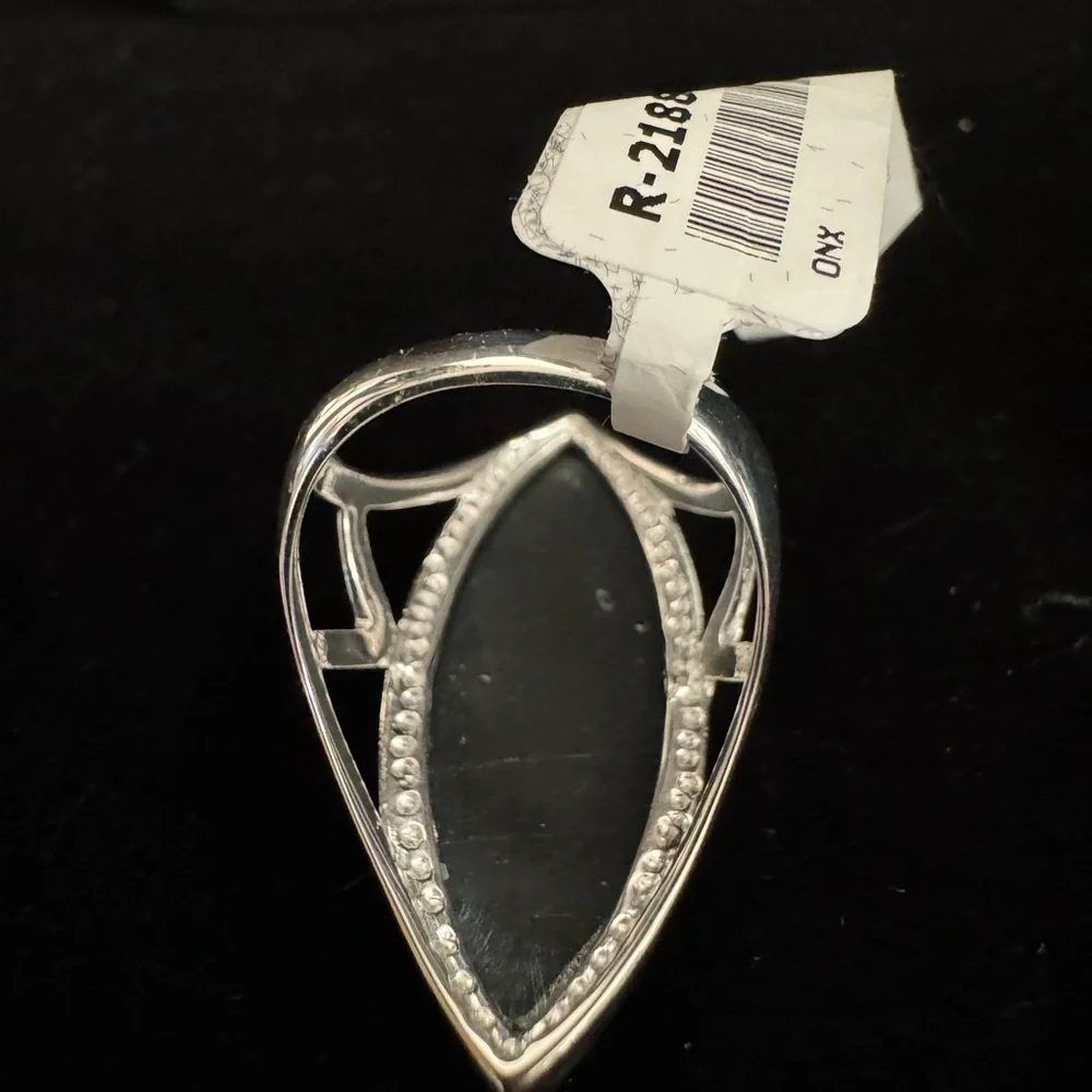 Bold Marquise Black Onyx sterling‎ Silver Ring beautiful workmanship